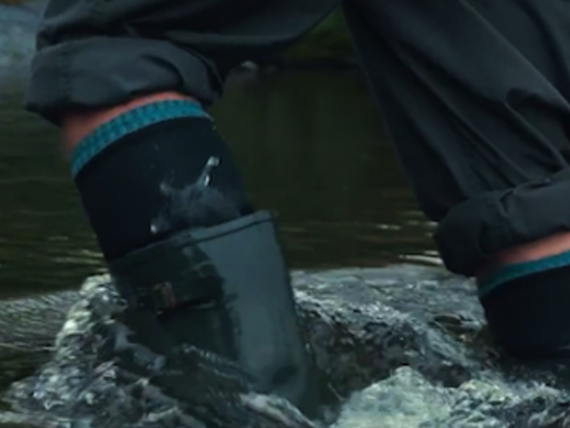 Waterproof knee high socks in wading
