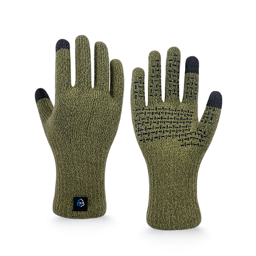 Waterproof ThermFit gloves in Olive Green Heather